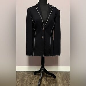 St. John Black Blazer with White Piping